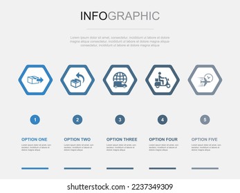 delivery icons Infographic design template. Creative concept with 5 options