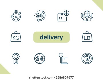 Delivery icons. Logistics, transportation, shipping vector icon set