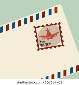 Delivery icons over enveloped  background vector illustration