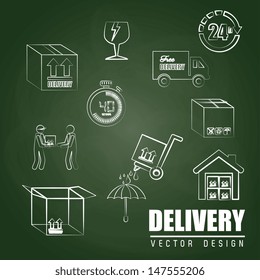 delivery icons over green board background vector illustration 