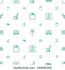 delivery icons pattern seamless white background. Included editable outline cargo container, no cargo warning, van, cargo on cart, wagon icons. delivery icons for web and mobile.
