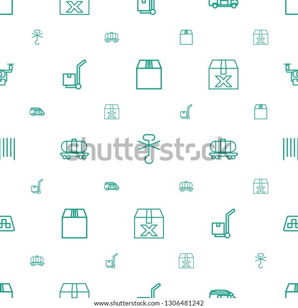 delivery icons pattern\
seamless white background. Included editable outline cargo\
container, no cargo warning, van, cargo on cart, wagon icons.\
delivery icons for web and\
mobile.