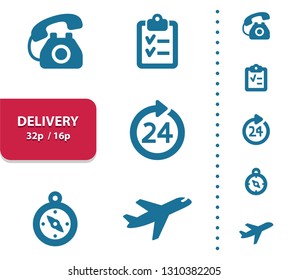 Delivery Icons. Professional, pixel perfect icons, EPS 10 format, optimized for 32p and 16p (4x magnification for preview).