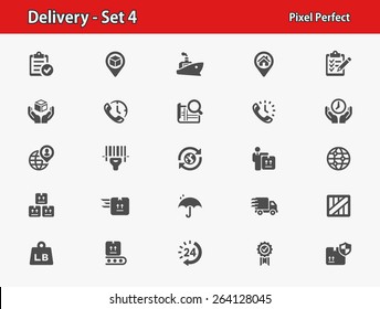 Delivery Icons. Professional, pixel perfect icons optimized for both large and small resolutions. EPS 8 format.