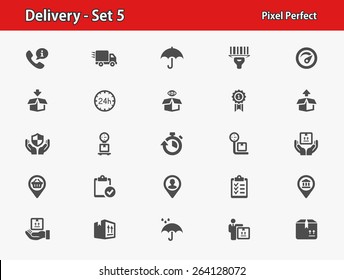 Delivery Icons. Professional, pixel perfect icons optimized for both large and small resolutions. EPS 8 format.