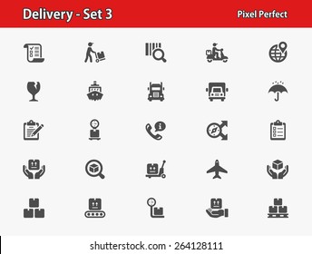 Delivery Icons. Professional, pixel perfect icons optimized for both large and small resolutions. EPS 8 format.