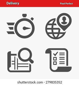 Delivery Icons. Professional, pixel perfect icons optimized for both large and small resolutions. EPS 8 format. Designed at 32 x 32 pixels.