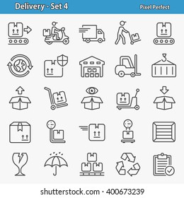 Delivery Icons. Professional, pixel perfect icons optimized for both large and small resolutions. EPS 8 format. 2x size for preview.