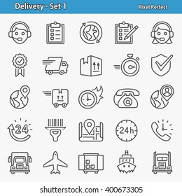 Delivery Icons. Professional, pixel perfect icons optimized for both large and small resolutions. EPS 8 format. 2x size for preview.