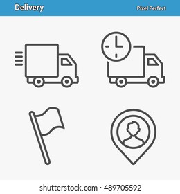 Delivery Icons. Professional, pixel perfect icons optimized for both large and small resolutions. EPS 8 format. 5x size for preview.