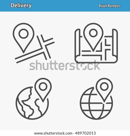 Delivery Icons. Professional, pixel perfect icons optimized for both large and small resolutions. EPS 8 format. 5x size for preview.