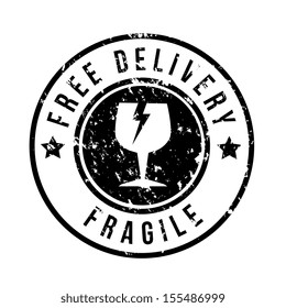 Delivery icons with sensitive sign over white background vector illustration