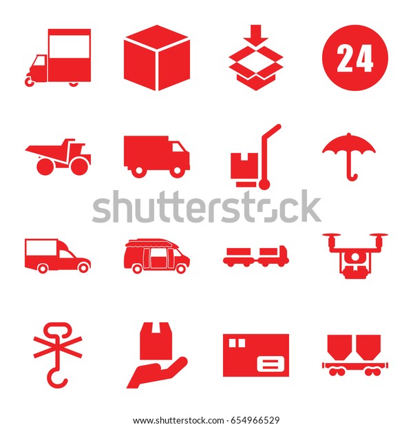 Delivery icons set. set of 16\
delivery filled icons such as truck with luggage, truck, van, keep\
dry cargo, no cargo warning, box, 24 hours, medical\
drone
