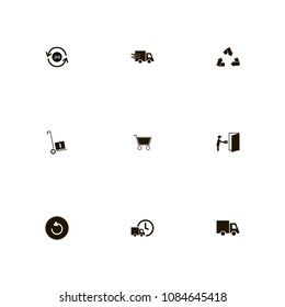 Delivery icons set. 24 hours, fast delivery, recycle and lorry