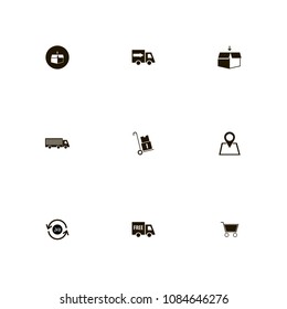 Delivery icons set. 24 hours, time delivery, parcels and cart