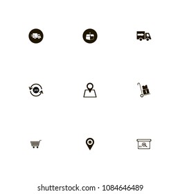 Delivery icons set. 24 hours, recycle, truck and fast truck