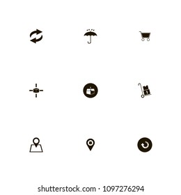 Delivery icons set. box, cart, loading and open box