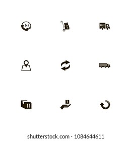 Delivery icons set. box, loading, phone call and parcel