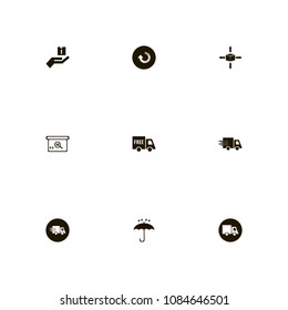 Delivery icons set. box, searching code, cargo and free shipping