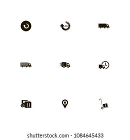 Delivery icons set. cargo, cart, car and transport