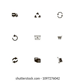 Delivery icons set. cart, tracking, circulation and recycle