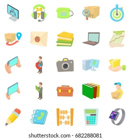 Delivery icons set. Cartoon set of 25 delivery vector icons for web isolated on white background