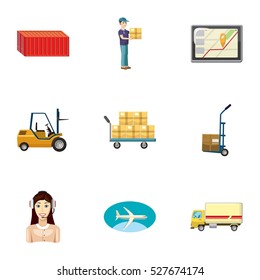 Delivery icons set. Cartoon illustration of 9 delivery vector icons for web