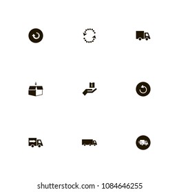 Delivery icons set. circulation, open box, speed and reload