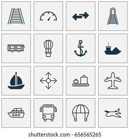 Delivery Icons Set. Collection Of Baggage Carousel, Railroad, Tanker And Other Elements. Also Includes Symbols Such As Transport, Anchor, Flight.