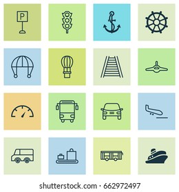 Delivery Icons Set. Collection Of Flight Basket, Vehicle, Skydive And Other Elements. Also Includes Symbols Such As Air, Hook, Traffic.