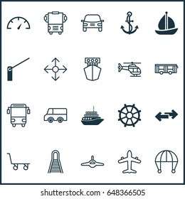 Delivery Icons Set. Collection Of Plane, Roadblock, Railway And Other Elements. Also Includes Symbols Such As Travelling, Truck, Railroad.