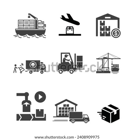 Delivery icons set. Collection of simple linear web icons such as Shipping By Sea Air, Delivery Date, Courier, Warehouse, Return Search Parcel, Fast Shipping and others Editable vector stroke.