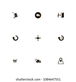 Delivery icons set. fast delivery, box, place and speed