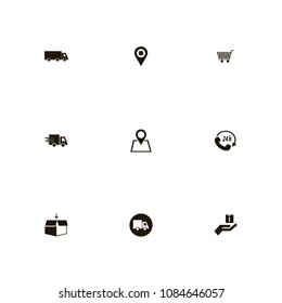 Delivery icons set. fast, car, phone call and location