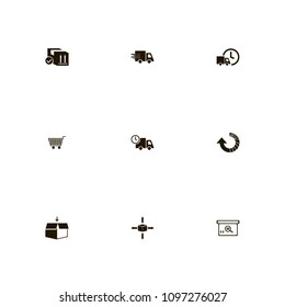 Delivery icons set. fast, cart, directions and box