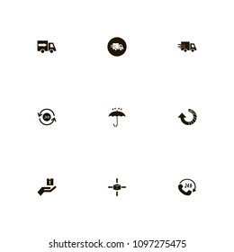 Delivery icons set. fast, rain, speed and 24 hours