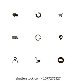 Delivery icons set. fast, shopping cart, car and truck