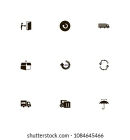 Delivery icons set. fast delivery, truck, recycle and open box