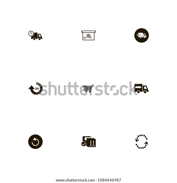 Delivery icons set. fast delivery, fast\
truck, time delivery and\
circulation