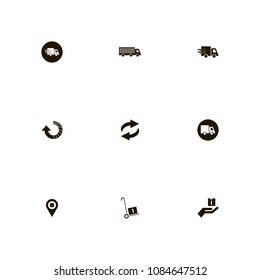 Delivery icons set. give, cargo, fast and location