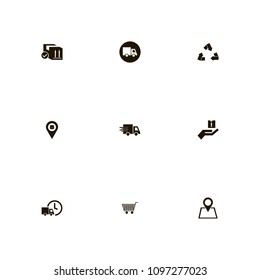 Delivery icons set. give parcel, cart, check and location