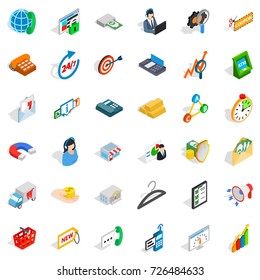 Delivery icons set. Isometric style of 36 delivery vector icons for web isolated on white background