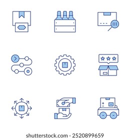 Delivery icons set. Line Duotone style, editable stroke. beer, cash on delivery, delivery, product, barcode, best product.