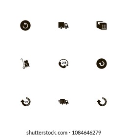 Delivery icons set. loading, phone call, 24 hours and post