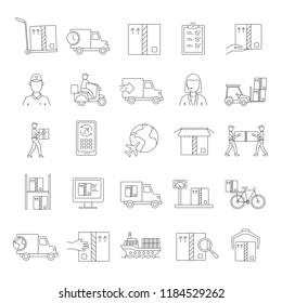 Delivery icons set. Outline Delivery vector icons set for web design isolated on white background