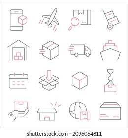 Delivery icons set. Delivery pack symbol vector elements for infographic web