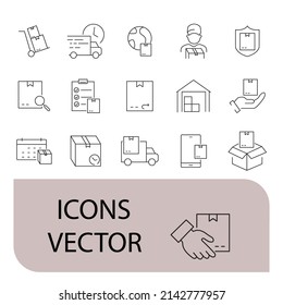 Delivery icons set . Delivery pack symbol vector elements for infographic web