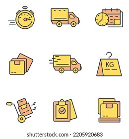 delivery icons set . delivery pack symbol vector elements for infographic web