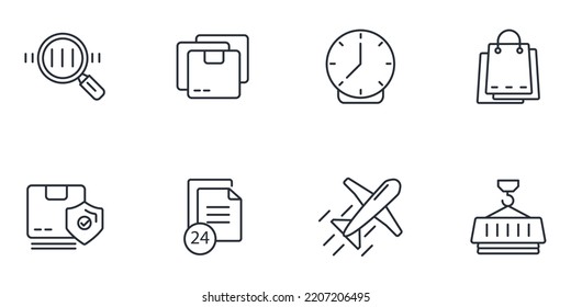 iconos de entrega configurados. símbolo de paquete de entrega elementos vectoriales para web infográfica