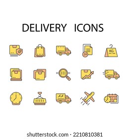 delivery icons set . delivery pack symbol vector elements for infographic web